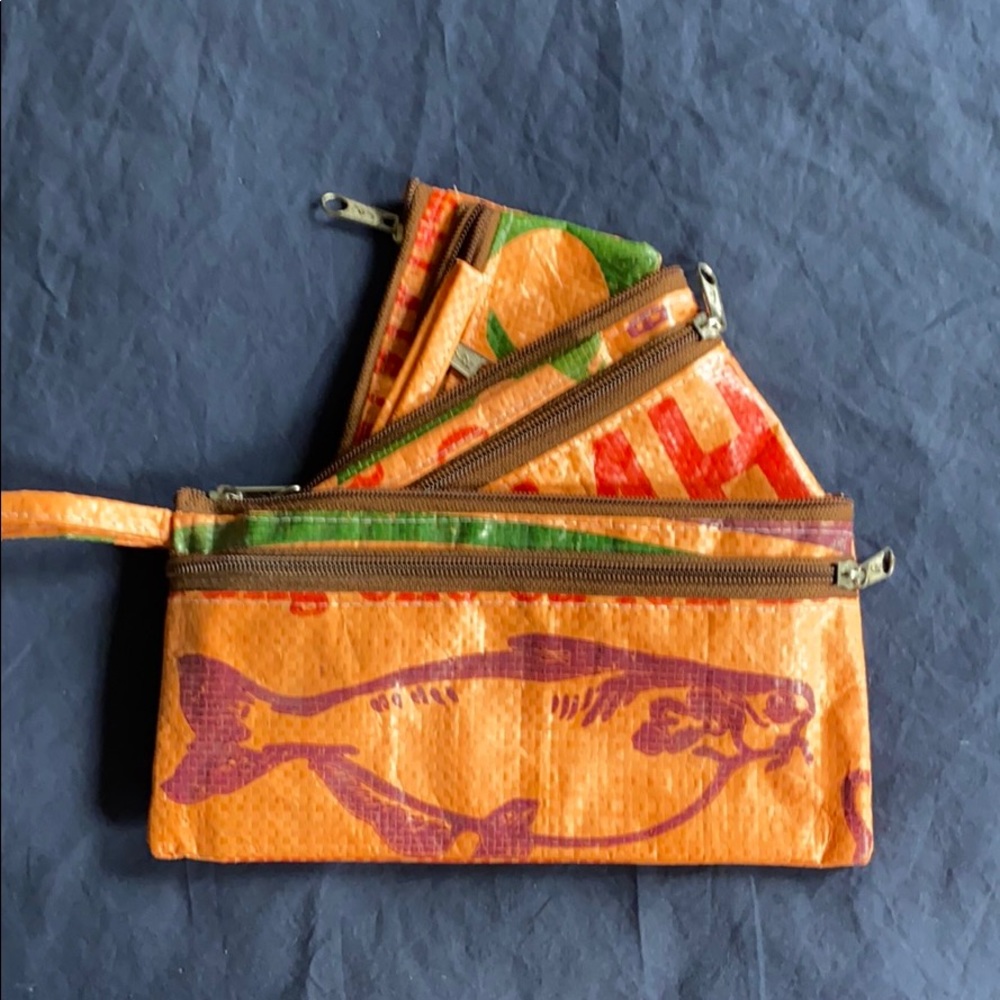 Wristlet set of 3 made from Recycled material